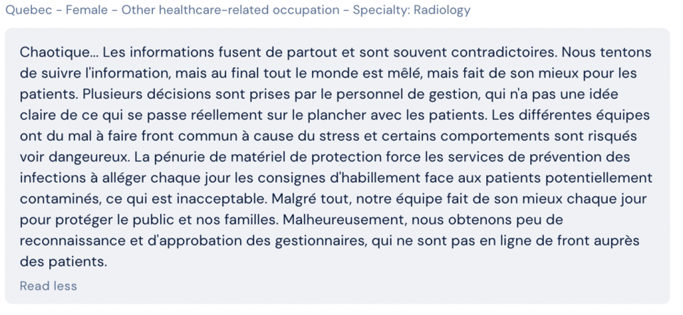 Réponses professionnels de santé COVID-19