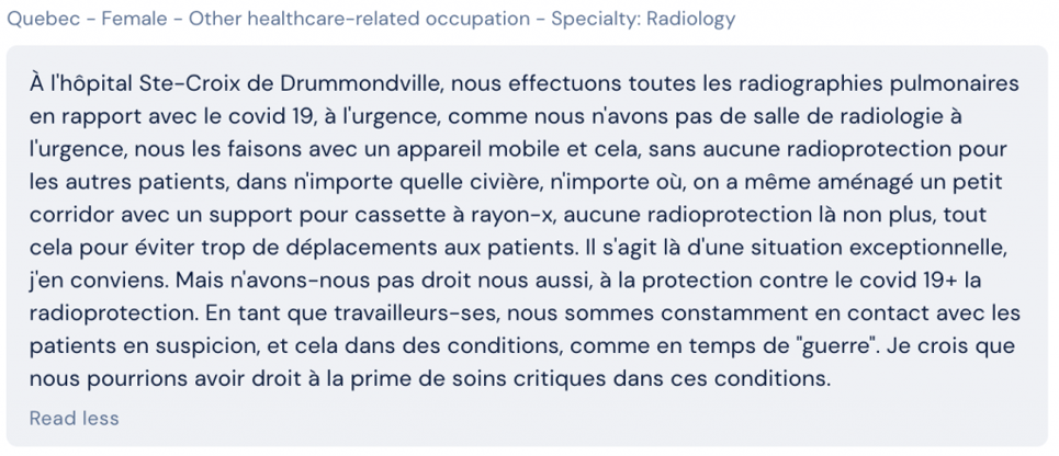 Réponses professionnels de santé COVID-19