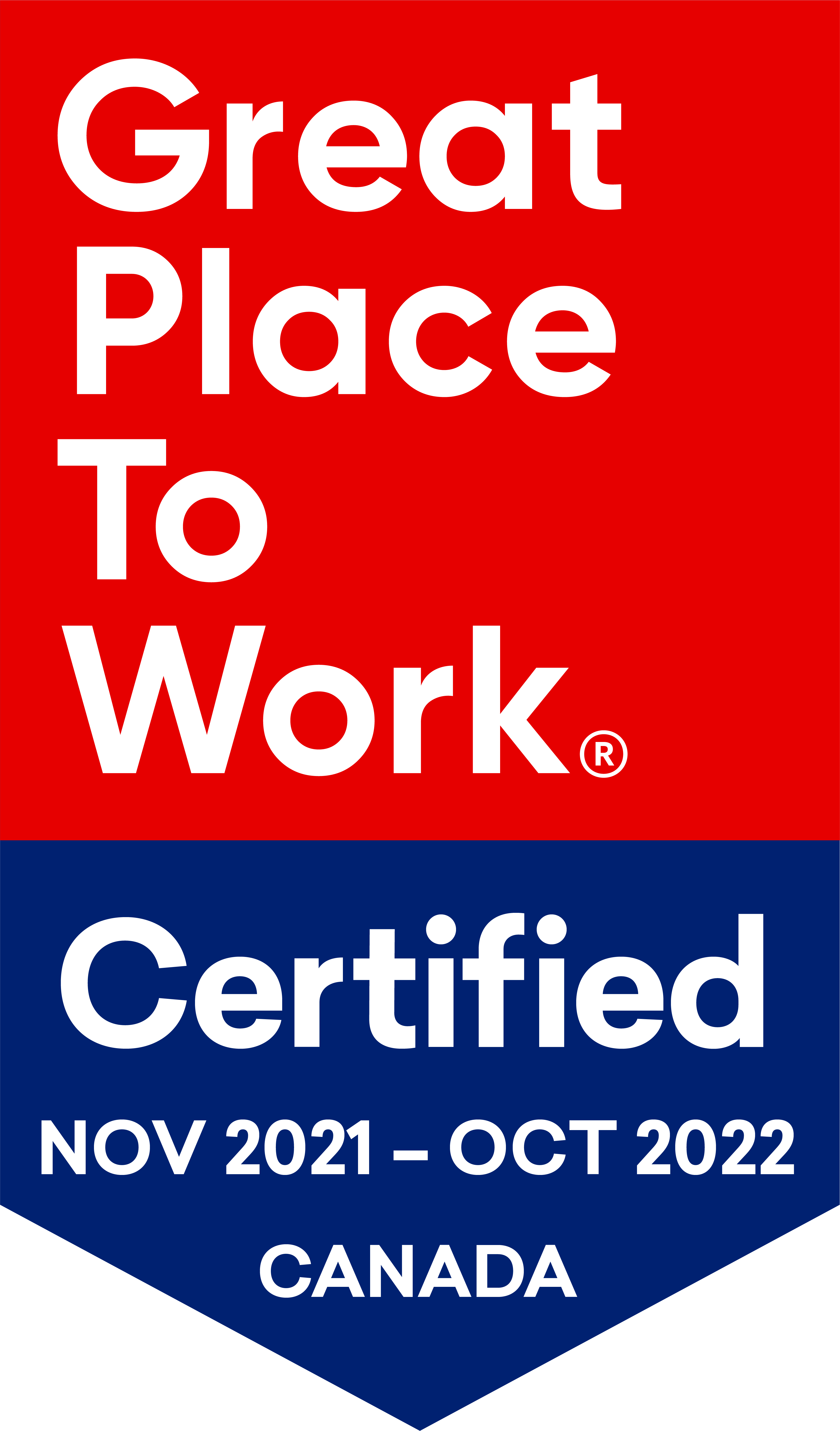 Great Place to Work Certification Badge November 2021