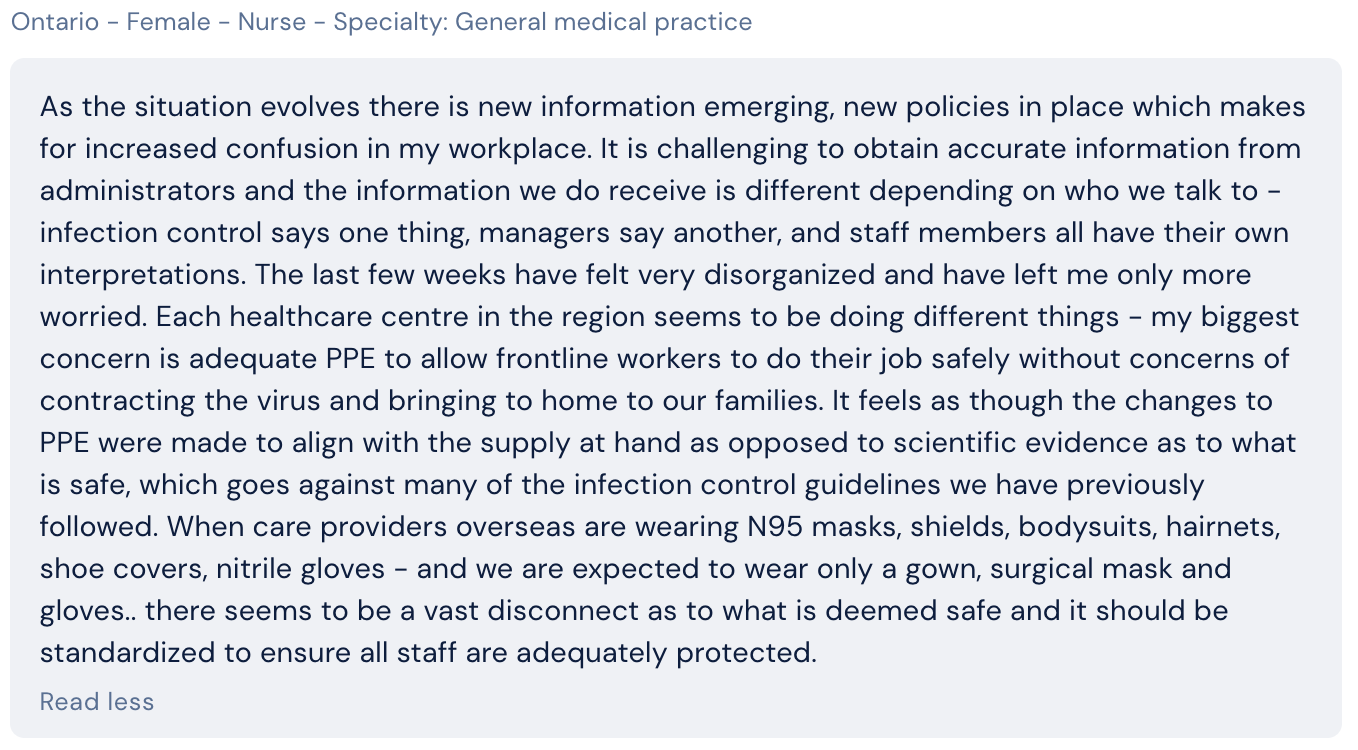 Reply from health worker COVID-19